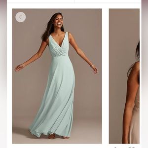 David’s Bridal dusty sage v-neck tank full skirt